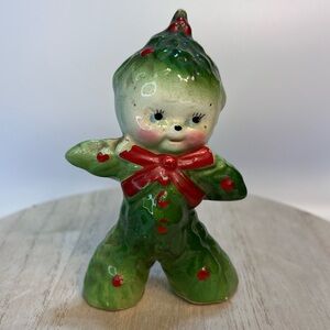 Kreiss Anthropomorphic Christmas Holly Tree Mistletoe Babies Single Shaker Rare
